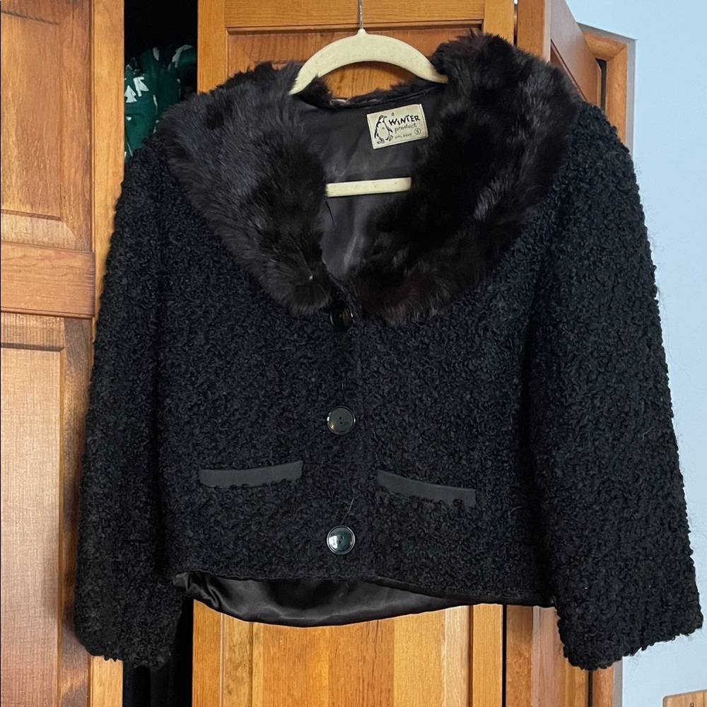 Black real Fur Collar Jacket